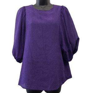 Calvin‎ Klein Chiffon Blouse Top Women's SMALL Dark Purple Textured Drape NEW